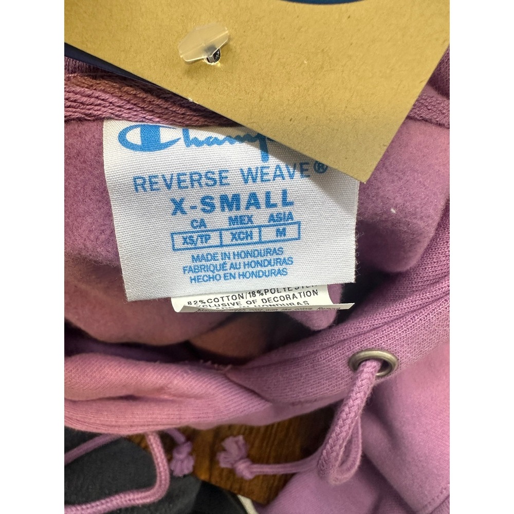 NWT Champion Reverse Weave Cropped Cut Off Hoodie Sweatshirt Purple XS Oversized - Picture 7 of 10